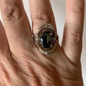 Vintage Silver Filigree Stone Statement Ring